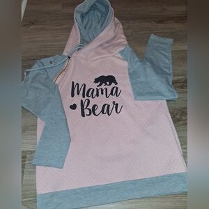 'Mama Bear' Hoodie - Light Pink and Gray